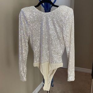 Lulus Sequin Bodysuit Size Medium